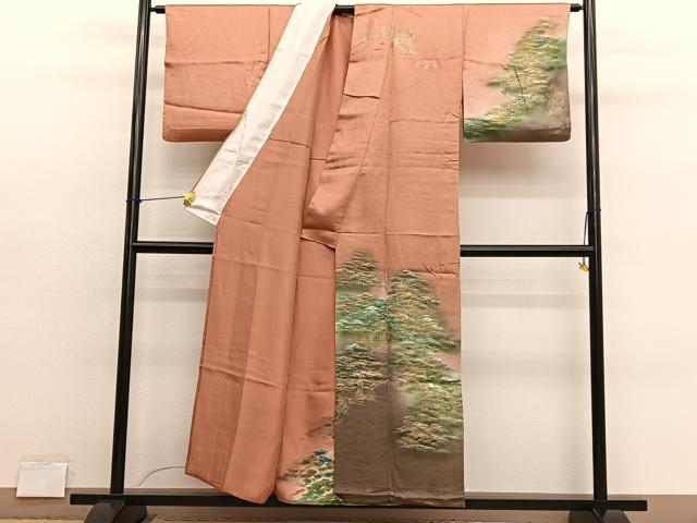 平和屋着物▽訪問着　単衣　風景文　暈し染め　金彩　正絹　逸品　BAAY4121hv