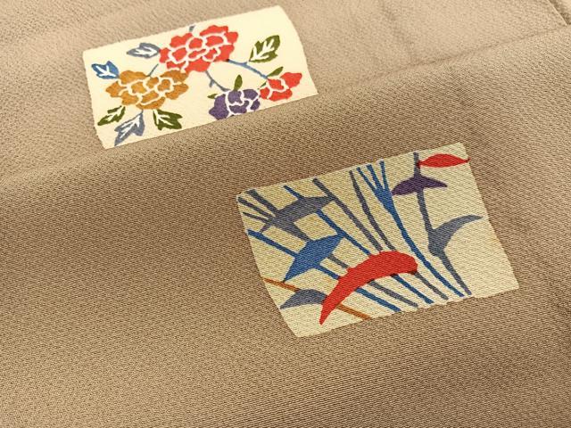 平和屋着物▽上質な小紋　単衣　型染め　色紙花文　正絹　逸品　BAAY4122hv