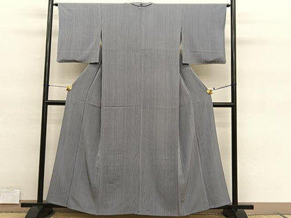 平和屋着物▽上質な小紋　単衣　縞　正絹　逸品　BAAY4124hv