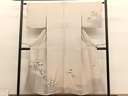 平和屋着物▽訪問着　単衣　友禅　作家物　枝椿　暈し染め　正絹　逸品　BAAY4128hv