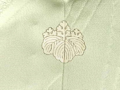平和屋着物▽上質な色無地　単衣　草葉地紋　夏虫色　正絹　逸品　BAAY4129hv