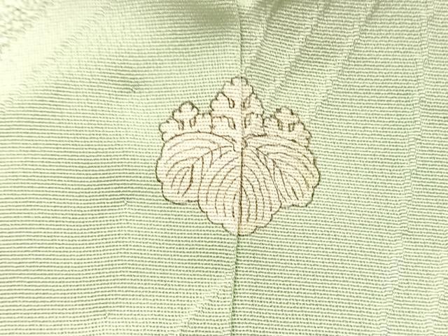 平和屋着物▽上質な色無地　単衣　草葉地紋　夏虫色　正絹　逸品　BAAY4129hv