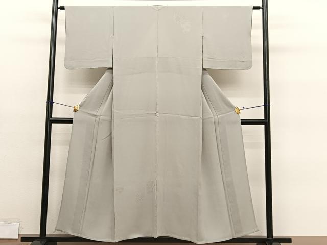 平和屋着物▽無地絵羽訪問着　単衣　仕覆地紋　白橡色　正絹　逸品　BAAY4131hv