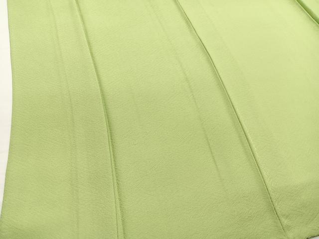 平和屋着物▽上質な色無地　単衣　紗綾形地紋　抹茶色　正絹　逸品　BAAY4133hv