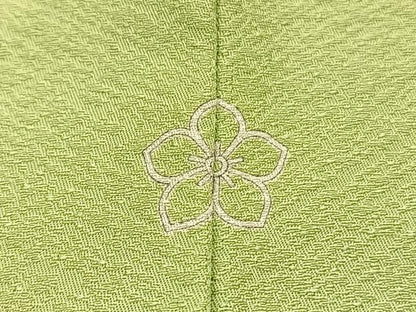 平和屋着物▽上質な色無地　単衣　紗綾形地紋　抹茶色　正絹　逸品　BAAY4133hv