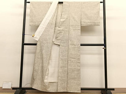 平和屋着物▽上質な紬　単衣　雪輪文　正絹　逸品　BAAY4137hv