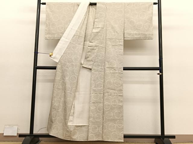 平和屋着物▽上質な紬　単衣　雪輪文　正絹　逸品　BAAY4137hv
