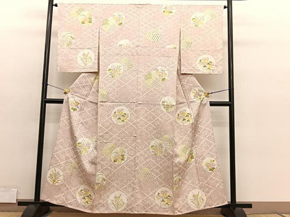 平和屋着物▽上質な小紋　単衣　花丸文　高島屋扱い　正絹　逸品　未使用　BAAY4138hv