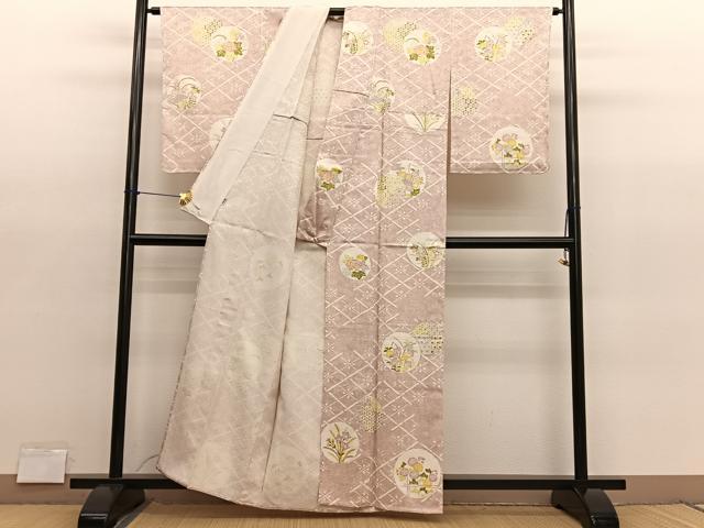 平和屋着物▽上質な小紋　単衣　花丸文　高島屋扱い　正絹　逸品　未使用　BAAY4138hv