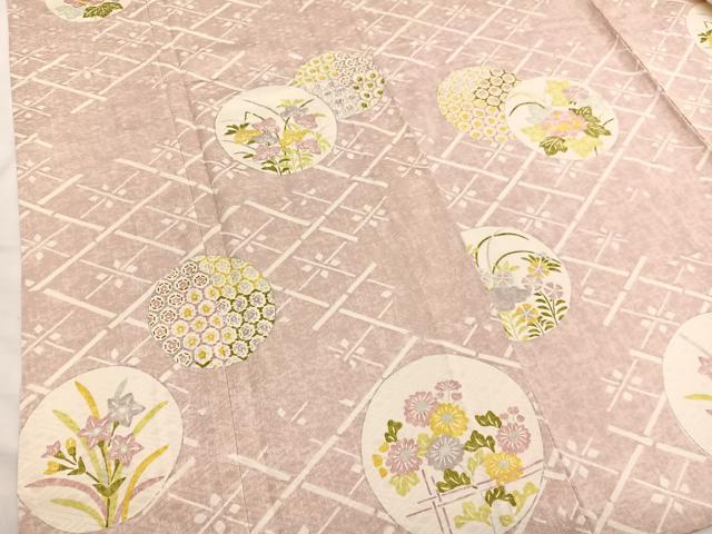 平和屋着物▽上質な小紋　単衣　花丸文　高島屋扱い　正絹　逸品　未使用　BAAY4138hv