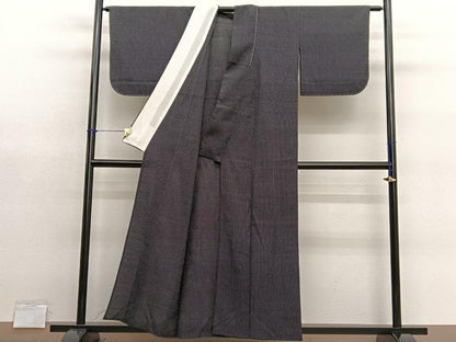 平和屋着物▽本塩沢　単衣　蚊絣　黒地　正絹　逸品　未使用　BAAY4139hv