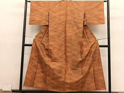 平和屋着物▽上質な紬　単衣　霞文　正絹　逸品　BAAY4140hv