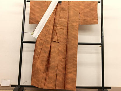 平和屋着物▽上質な紬　単衣　霞文　正絹　逸品　BAAY4140hv