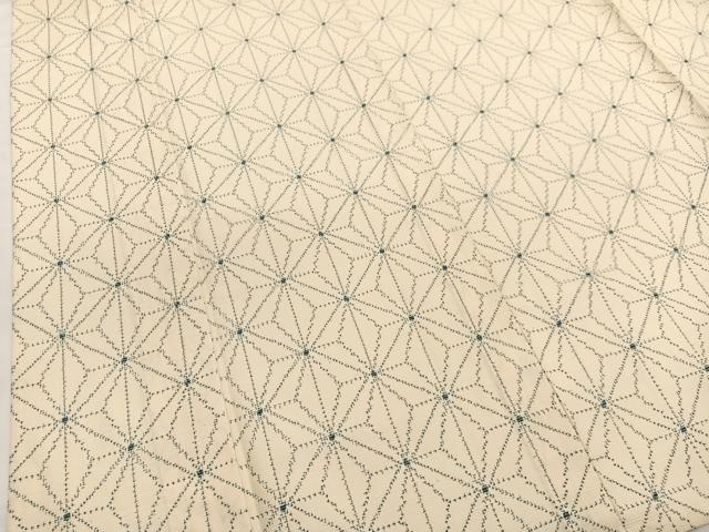 平和屋着物▽上質な紬 　単衣　麻の葉文様　正絹　逸品　未使用　BAAY4142hv