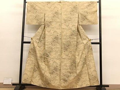 平和屋着物▽上質な紬　単衣　風景文　鈴乃屋扱い　正絹　逸品　BAAY4144hv