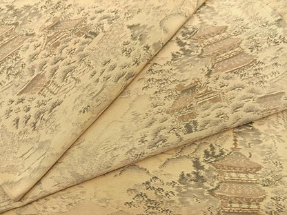 平和屋着物▽上質な紬　単衣　風景文　鈴乃屋扱い　正絹　逸品　BAAY4144hv
