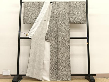 平和屋着物▽上質な小紋　単衣　立波文　ろうけつ染め　まるやま扱い　正絹　逸品　BAAY4147hv