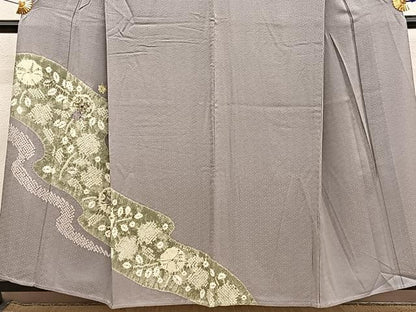 平和屋着物▽訪問着　単衣　絞り　刺繍　辻が花　金糸　正絹　逸品　BAAY4149hv