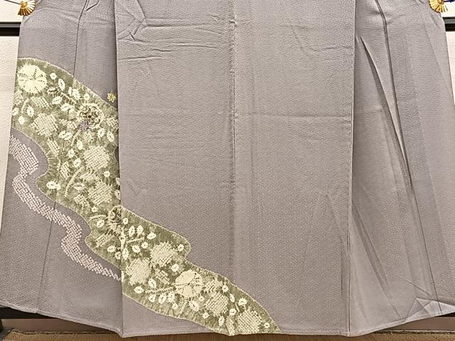 平和屋着物▽訪問着　単衣　絞り　刺繍　辻が花　金糸　正絹　逸品　BAAY4149hv