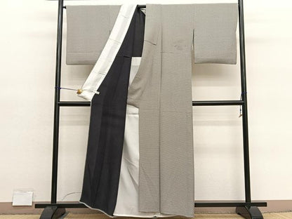 平和屋着物▽上質な小紋　単衣　幾何学文様　まるやま扱い　正絹　逸品　BAAY4150hv