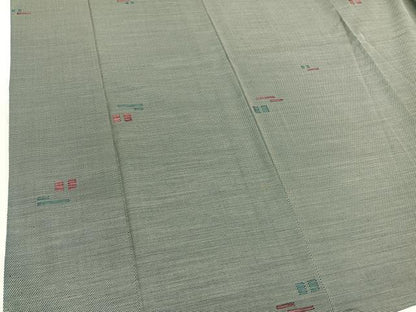 平和屋着物▽上質なお召　単衣　幾何学文様　正絹　逸品　BAAY4153hv