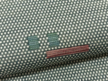 平和屋着物▽上質なお召　単衣　幾何学文様　正絹　逸品　BAAY4153hv