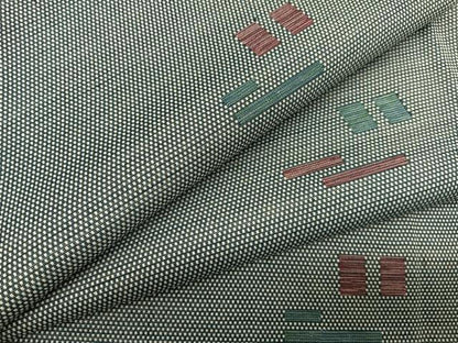 平和屋着物▽上質なお召　単衣　幾何学文様　正絹　逸品　BAAY4153hv