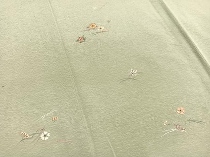 平和屋着物▽豪華色留袖　単衣　総刺繍　駒刺繍　吹き寄せ花文　金糸　正絹　逸品　BAAY4154hv