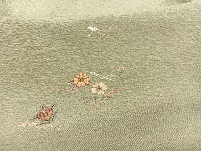 平和屋着物▽豪華色留袖　単衣　総刺繍　駒刺繍　吹き寄せ花文　金糸　正絹　逸品　BAAY4154hv