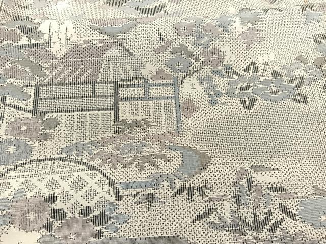 平和屋着物▽本場大島紬　単衣　白大島　総絣　御所解花文　正絹　逸品　BAAY4155hv