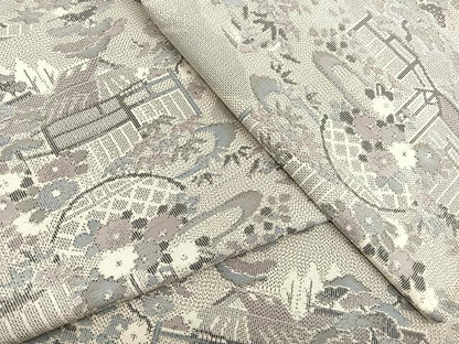 平和屋着物▽本場大島紬　単衣　白大島　総絣　御所解花文　正絹　逸品　BAAY4155hv
