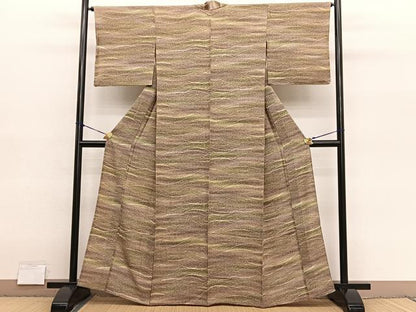 平和屋着物▽上質な小紋　単衣　芝草文　暈し染め　正絹　逸品　BAAY4159hv