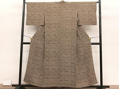 平和屋着物▽上質な小紋　単衣　型染め　装飾文様　正絹　逸品　BAAY4161hv