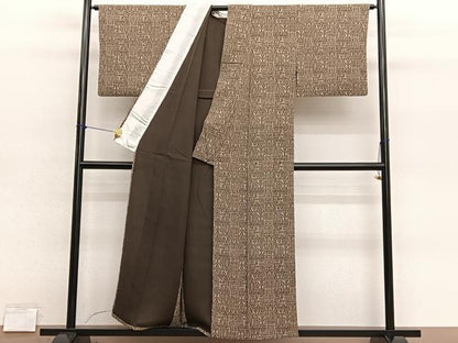 平和屋着物▽上質な小紋　単衣　型染め　装飾文様　正絹　逸品　BAAY4161hv