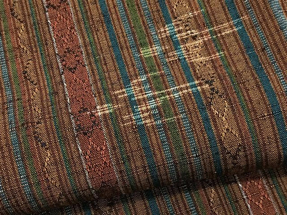平和屋着物▽上質な紬　単衣　琉球絣文様　正絹　逸品　BAAY4166hv
