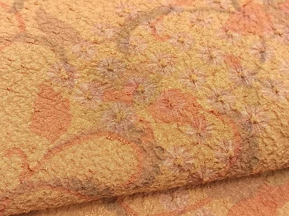 平和屋着物▽上質な小紋　単衣　絞り　花唐草文　正絹　逸品　未使用　BAAY4167hv