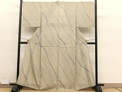 平和屋着物＊夏物　小紋　紗　流線渦巻き文様　まるやま扱い　正絹　逸品　BAAY4170hv