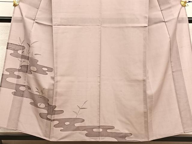 平和屋着物＊夏物　訪問着　紗紬　エ霞枝葉文　正絹　逸品　BAAY4171hv