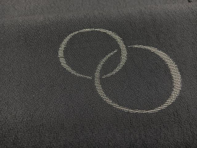 平和屋着物▽上質なお召　単衣　丸文　正絹　逸品　BAAY4176hv