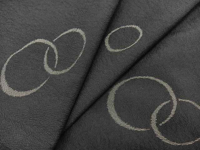平和屋着物▽上質なお召　単衣　丸文　正絹　逸品　BAAY4176hv