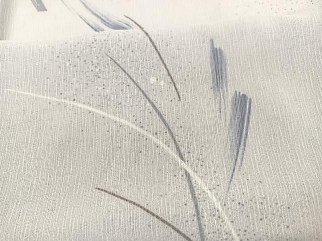 平和屋着物＊夏物　小紋　紗　草葉文　洗える着物　未使用　BAAY4177hv