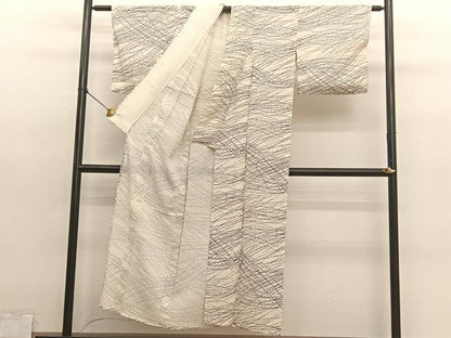 平和屋着物＊夏物　小紋　絽　枝葉文　正絹　逸品　BAAY4178hv