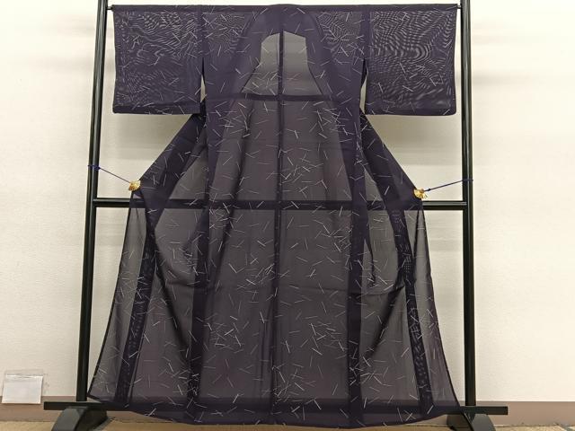 平和屋着物＊夏物　小紋　絽　幾何学文様　正絹　逸品　BAAY4180hv