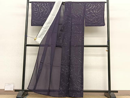 平和屋着物＊夏物　小紋　絽　幾何学文様　正絹　逸品　BAAY4180hv