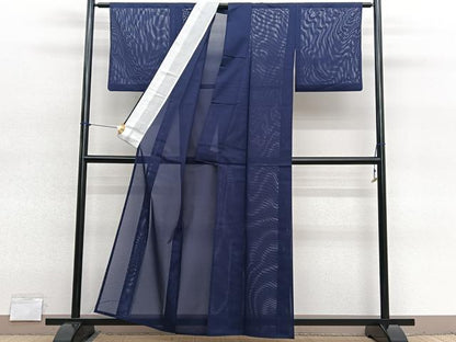平和屋着物＊夏物　色無地　絽　濃鼠色　洗える着物　BAAY4184hv