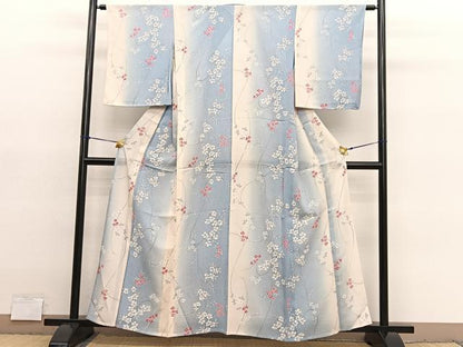 平和屋着物＊夏物　小紋　絽　枝花文　暈し染め　正絹　逸品　未使用　BAAY4185hv