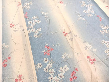 平和屋着物＊夏物　小紋　絽　枝花文　暈し染め　正絹　逸品　未使用　BAAY4185hv