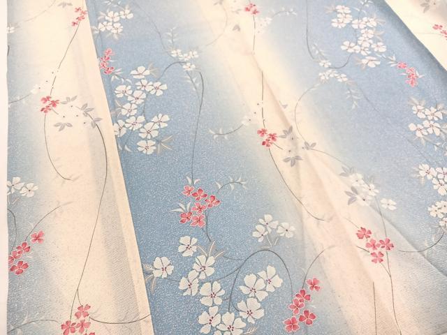 平和屋着物＊夏物　小紋　絽　枝花文　暈し染め　正絹　逸品　未使用　BAAY4185hv