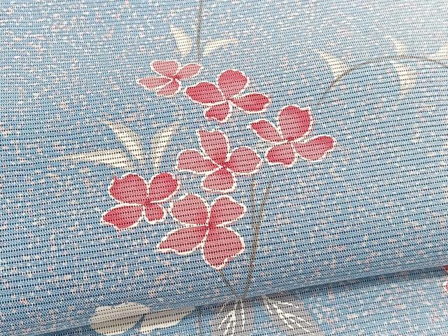 平和屋着物＊夏物　小紋　絽　枝花文　暈し染め　正絹　逸品　未使用　BAAY4185hv