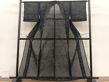 平和屋着物＊夏物　紗紬　椿　正絹　逸品　BAAY4186hv
